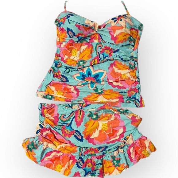 La Blanca Women's Bandeau Ruched Tankini Swimsuit Breezy Beauty L NWT - Picture 5 of 11